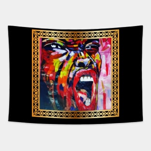 African Artwork, African Woman Screaming Tapestry