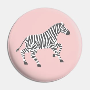 Galloping Zebras on Pink Pin