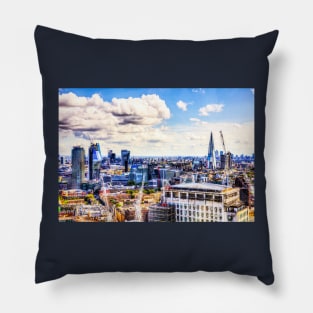 London City Canary Wharf Aerial View Pillow