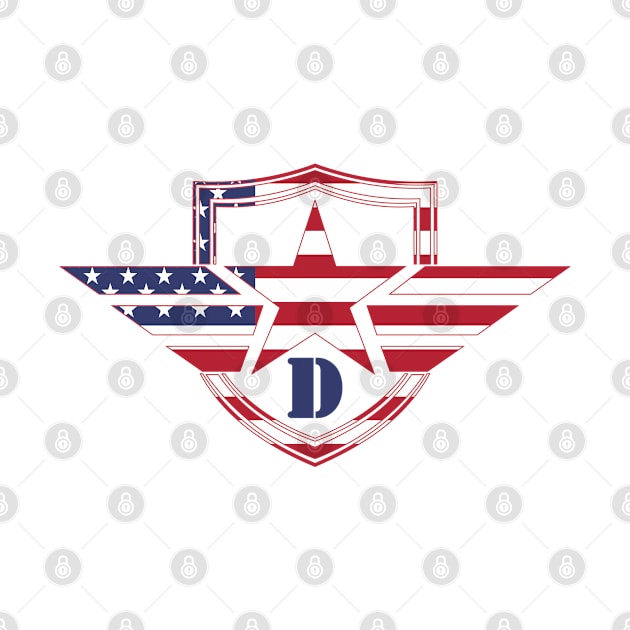 Letter D American Flag Monogram Initial by A Zee Marketing