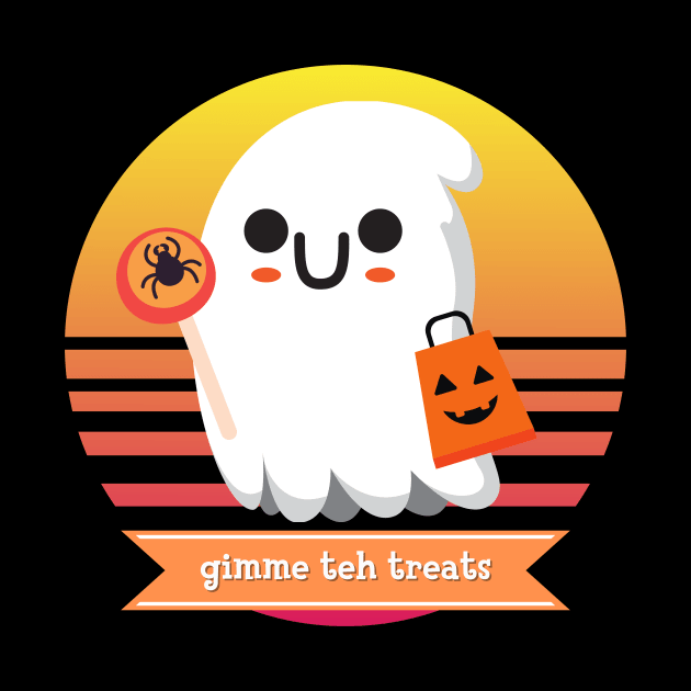 Halloween Cute Ghost Trick-or-Treating Adorable Costume Gimme teh Treats by nathalieaynie