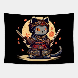 Samurai Kitty Cat Tapestry