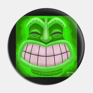 Big Mouth Tiki! (Bright Green) Pin