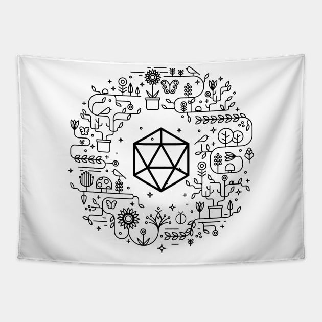 Minimalist Druid Polyhedral D20 Dice Tabletop Roleplaying RPG Gaming Addict Tapestry by dungeonarmory