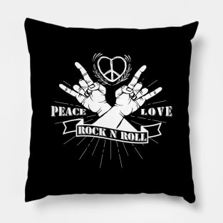 'Peace Love and Rock n Roll' Cool Rock n Roll Sixties Gift Pillow