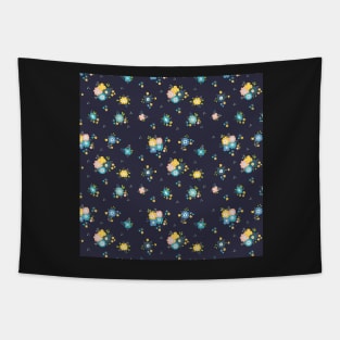 Cute flowers in dark blue background Tapestry