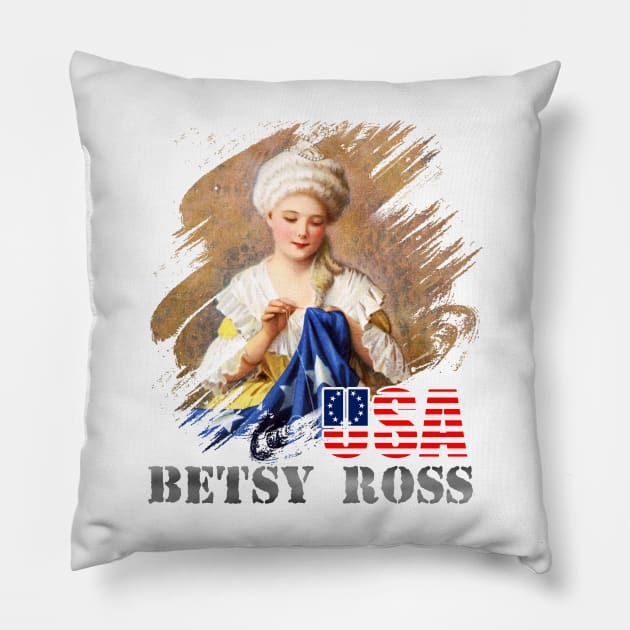 Betsy Ross 1776 Flag American Flag Tshirt Retro Vintage Highland Armory Pillow by Javacustoms