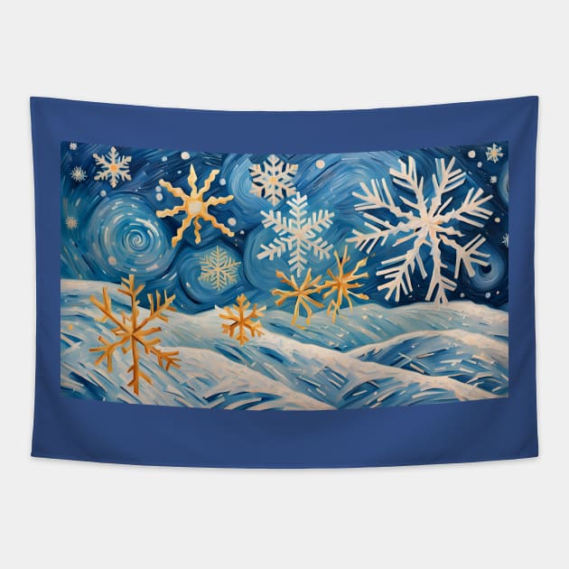 Snowflake in Van Gogh Style Tapestry by FineArtworld7