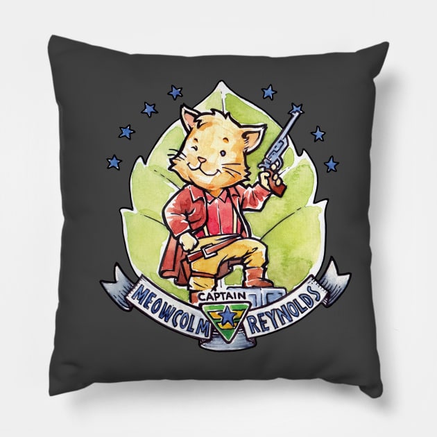 Meowcolm Reynolds Pillow by sketchboy01