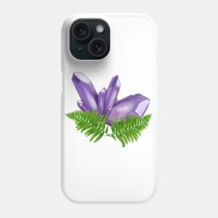 Amethyst Crystal and Fern Graphic Phone Case