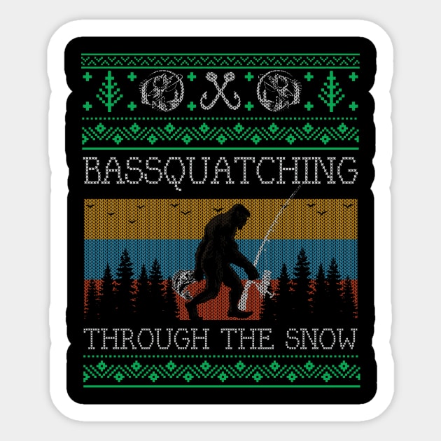 Christmas Sasquatch Bass Fishing Bigfoot Ugly Christmas Sweater