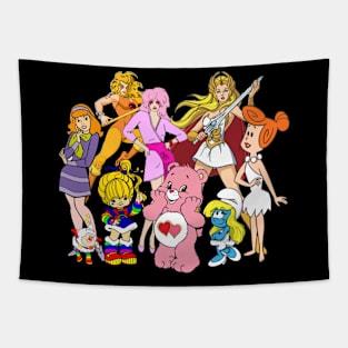 Vintage 80s Cartoons Tapestry