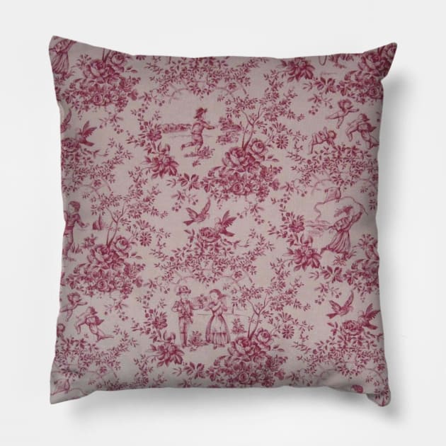 Toile de Jouy - red Pillow by ghjura