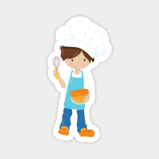 Baking, Baker, Pastry Chef, Cute Boy, Brown Hair Magnet