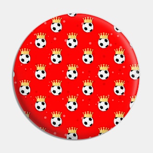 King Football / Soccer Seamless Pattern - Red Background Pin