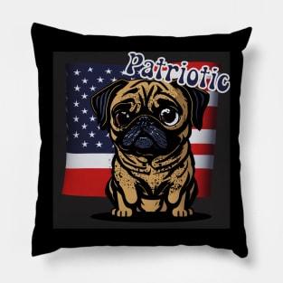 pug 4th of july Pillow