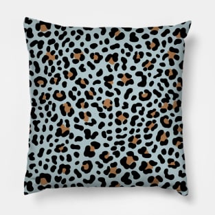 Trendy Animal Print Leopard Pattern On Light Blue Pillow