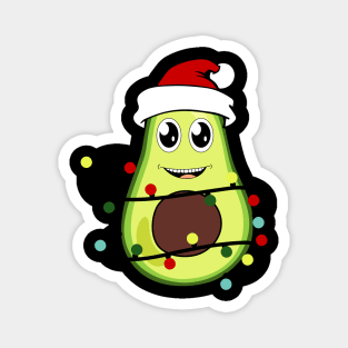 Cute Avocado Wearing Santa Hat Christmas Lights Avocado Lover Xmas Gift Magnet