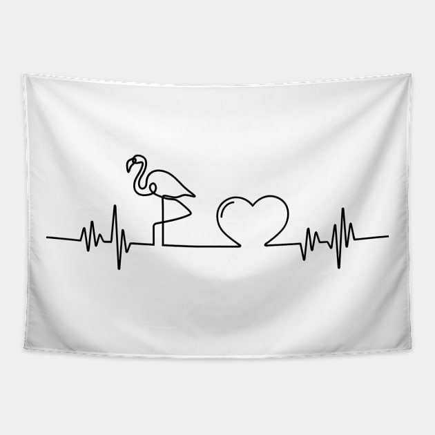 Heartbeat Flamingo Gifts Funny Flamingo Beach Summer Tapestry by KsuAnn