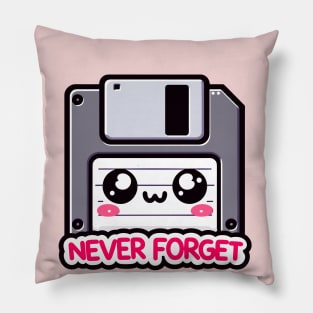 Never Forget - Kawaii Floppy Disk - Vintage Old School Pillow