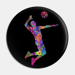 Volleyball player watercolor art Pin