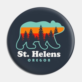 St. Helens Oregon Mountain View Bear Retro Outdoors Pin