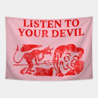 Listen to your devil - Vintage Comic Illustration Tapestry