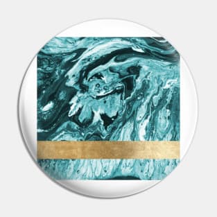 Teal golden geometric marble Pin