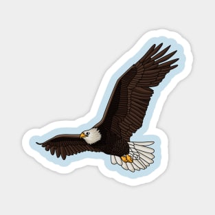 Happy flying bald eagle cartoon illustration Magnet