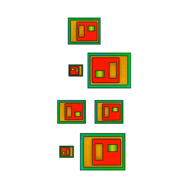 Green Orange And Gold Geometric Abstract by crunchysqueak