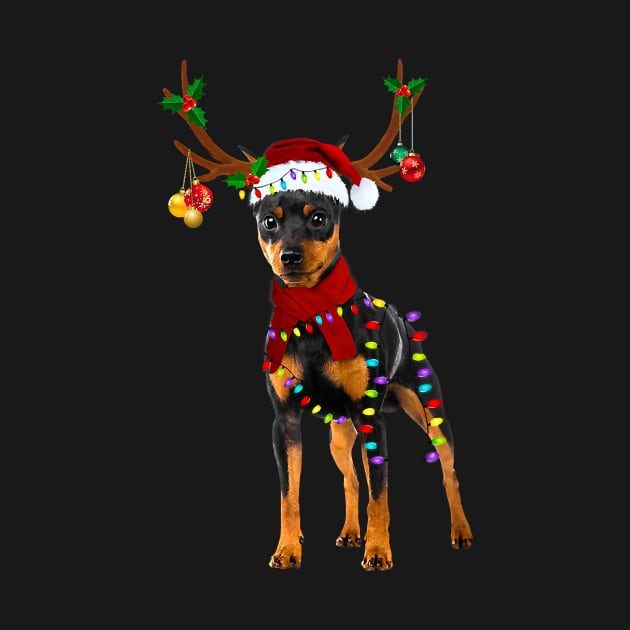 Santa Doberman Pinscher Reindeer Light Christmas by IainDodes