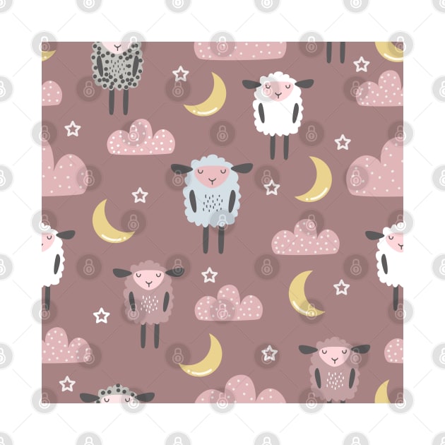 Sweet sleeping sheep pattern pastel light pink by Arch4Design