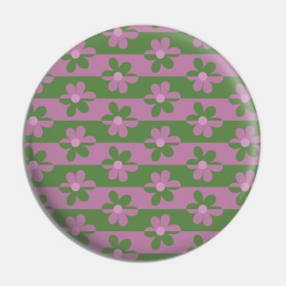 Retro Floral Pattern - Green Purple Pin