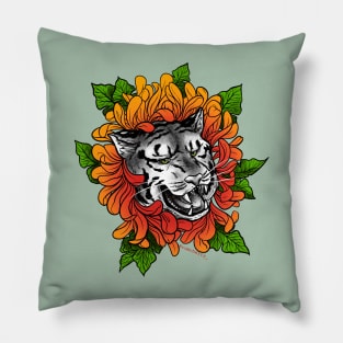 tiger + flower Pillow