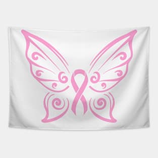 Cancer Awareness Butterfly Ribbon Tapestry