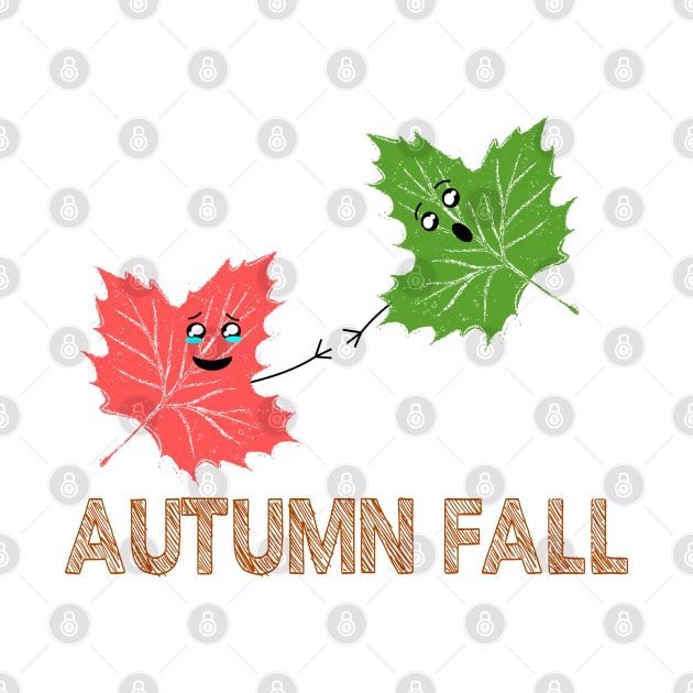 Autumn Fall Funny Maple Leaf Joke Cartoon Design by sillyindustries