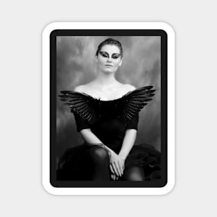 Ballet dancer sitting in Black Swan style costume. Magnet