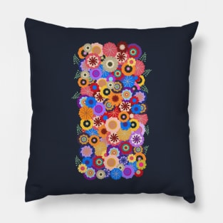 Folk Art Flowers Japanese Spring Pattern Pillow