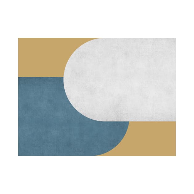 Half Circle Colorblock - Gold Blue and White by moonlightprint