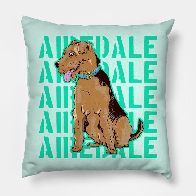 Airedale Dog Pillow by mailboxdisco