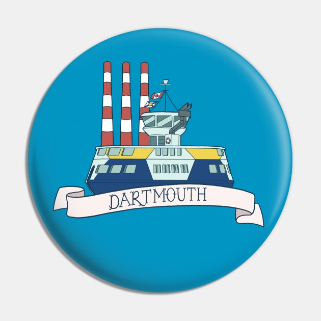 Dartmouth Ferry and Stacks Pin by Carabara Designs