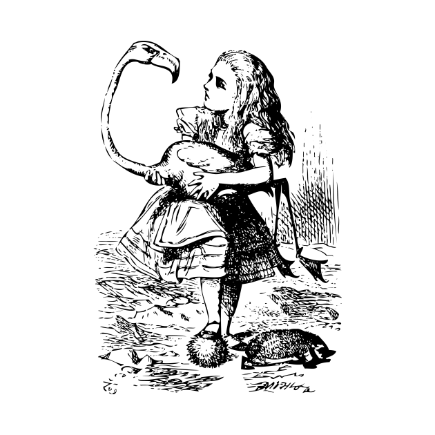 Alice in Wonderland | Alice Plays Croquet with Flamingo and Hedge Hog | Vintage Alice | by Eclectic At Heart