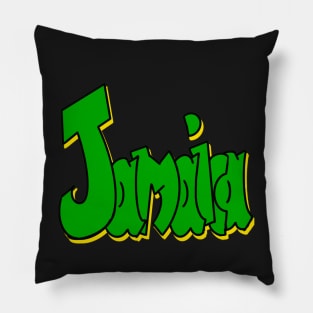 Jamaicans JA Reggae Rasta Ska Rocksteady dub band Vintage Retro rustic with Jamaican flag colours colors Jamaica Pillow