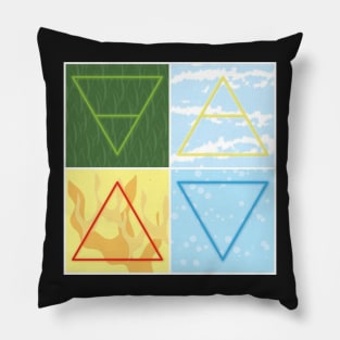 Earth Wind Fire Water Color Alchemy Symbols Pillow