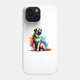 Colorful Anatolian Shepherd Dog in Abstract Splash Art Phone Case