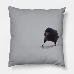 Crow in the Snow Pillow