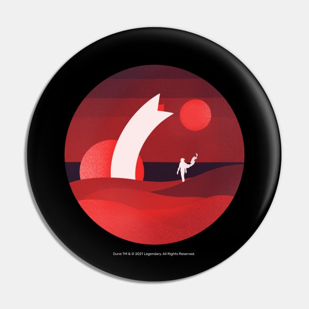 Minimalist Arrakis, Red Sunrise Pin by Dream Artworks