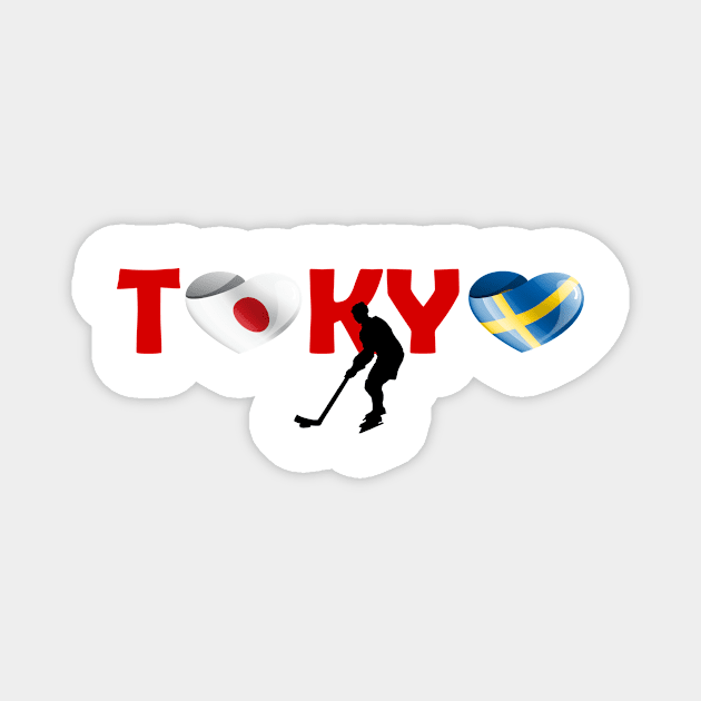 Hockey in Tokyo - team Sweden (SE) Magnet by ArtDesignDE