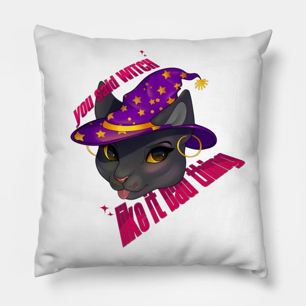 witch cat Pillow by IRUBI