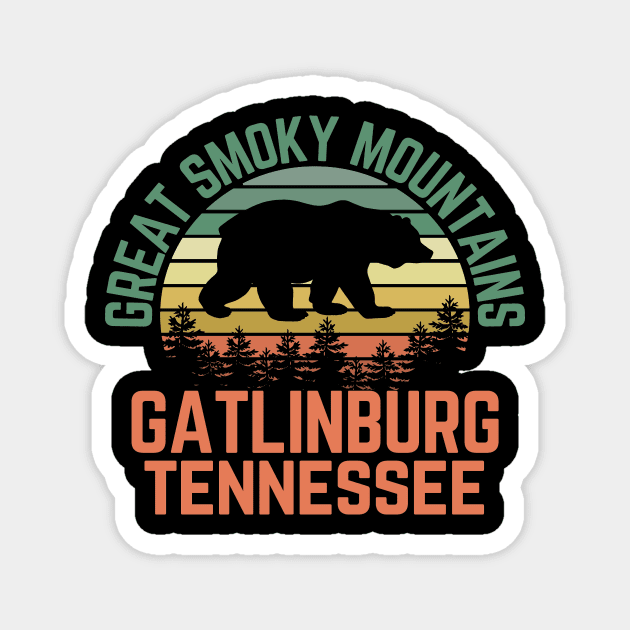 Gatlinburg Tennessee Great Smoky Mountains Bear Sunset Retro